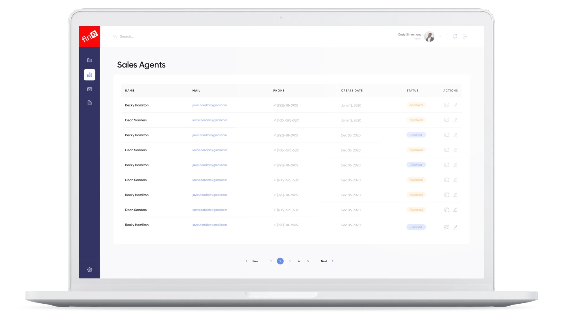 Fine platform reports data with status validation marks
