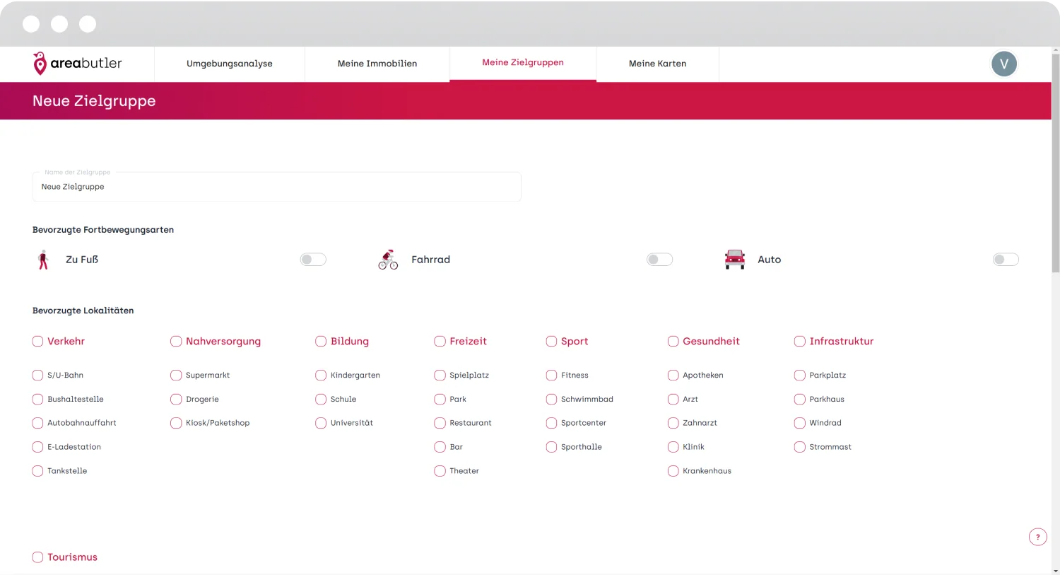 AreaButler demographic data comparison screen