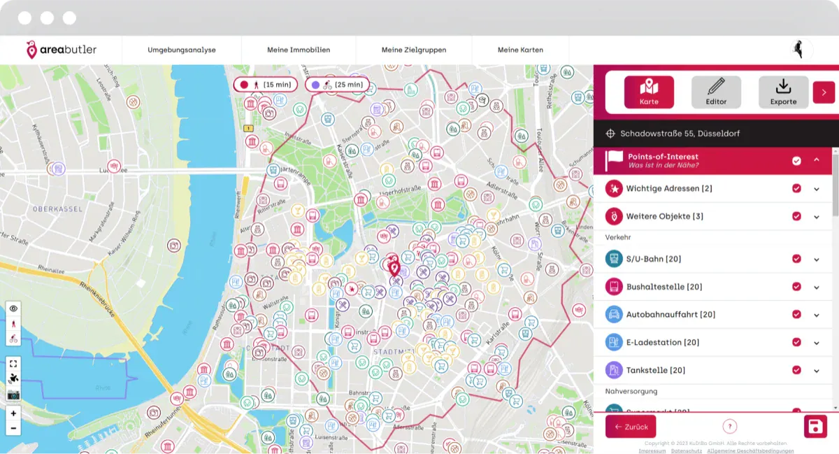 AreaButler interactive maps feature for property promotion