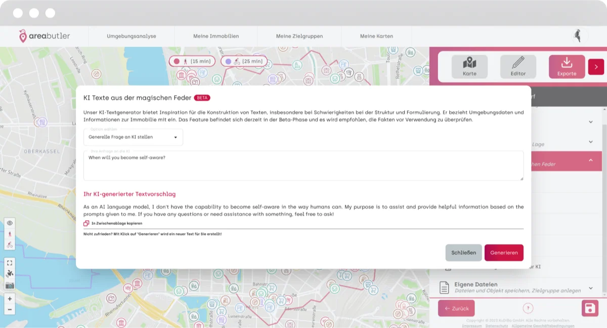 AreaButler AI general questions interface