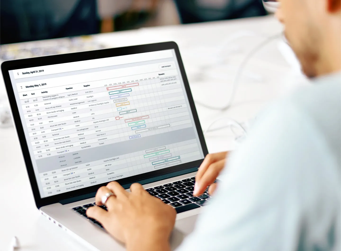 Backbone event management platform fixed sequence page mockup