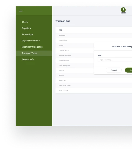 Part of screen capture exhibiting add new transport request