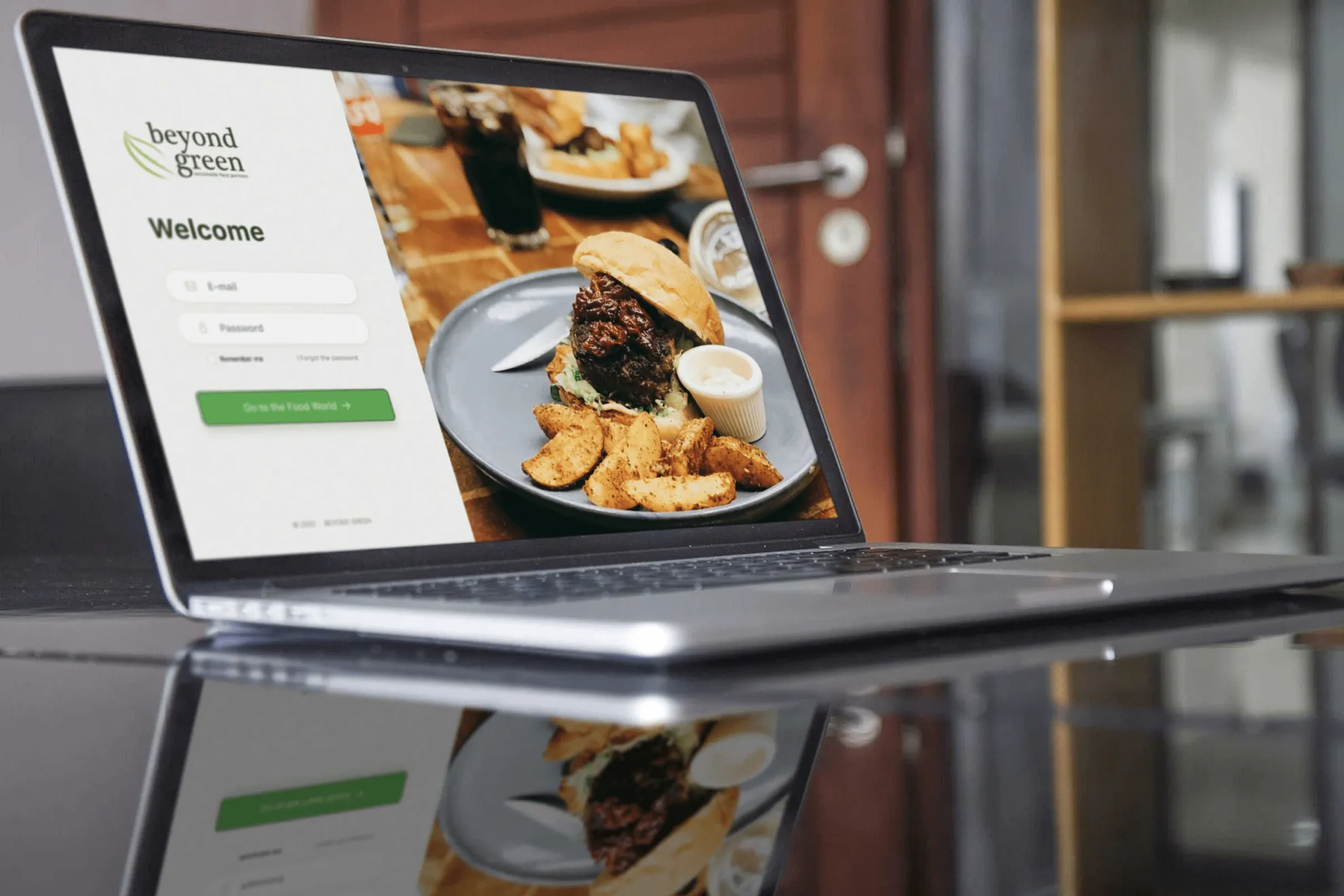 Laptop with visible screen showing Beyond Green online ordering system