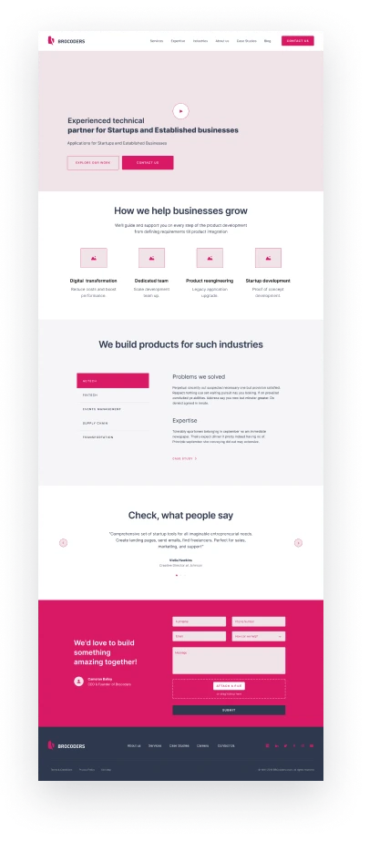 Brocoders wireframe prototype - services page