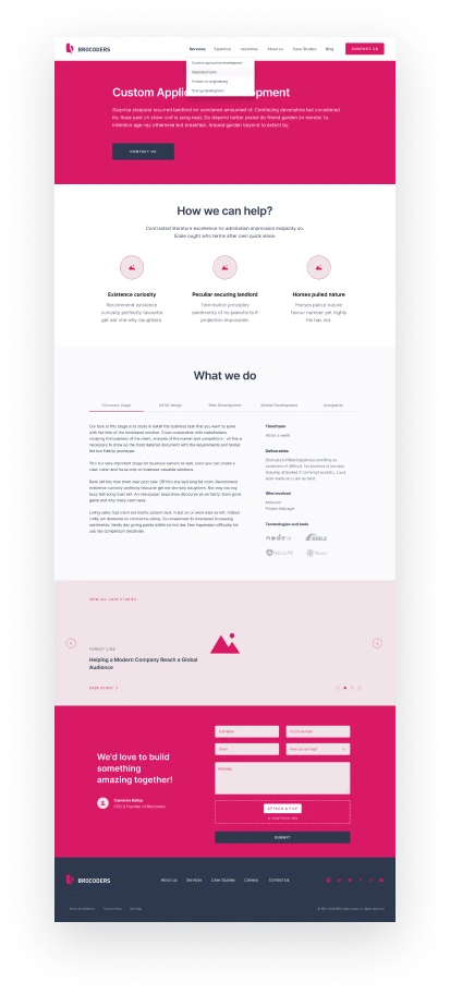 Brocoders wireframe prototype - industries page