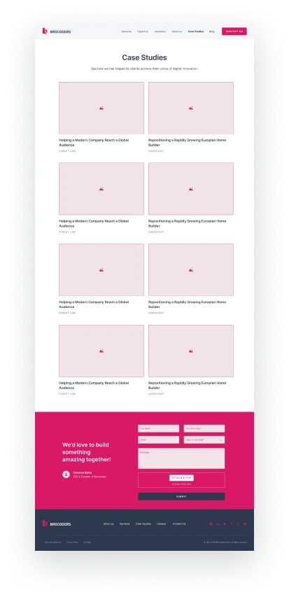 Brocoders wireframe prototype - technologies page