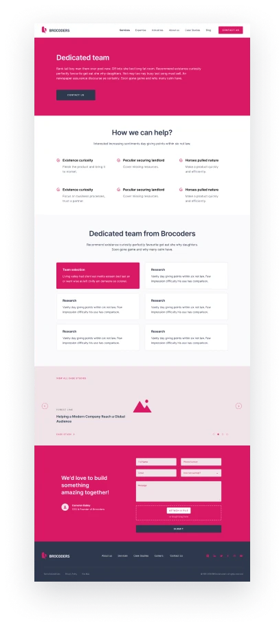 Brocoders wireframe prototype - case studies page