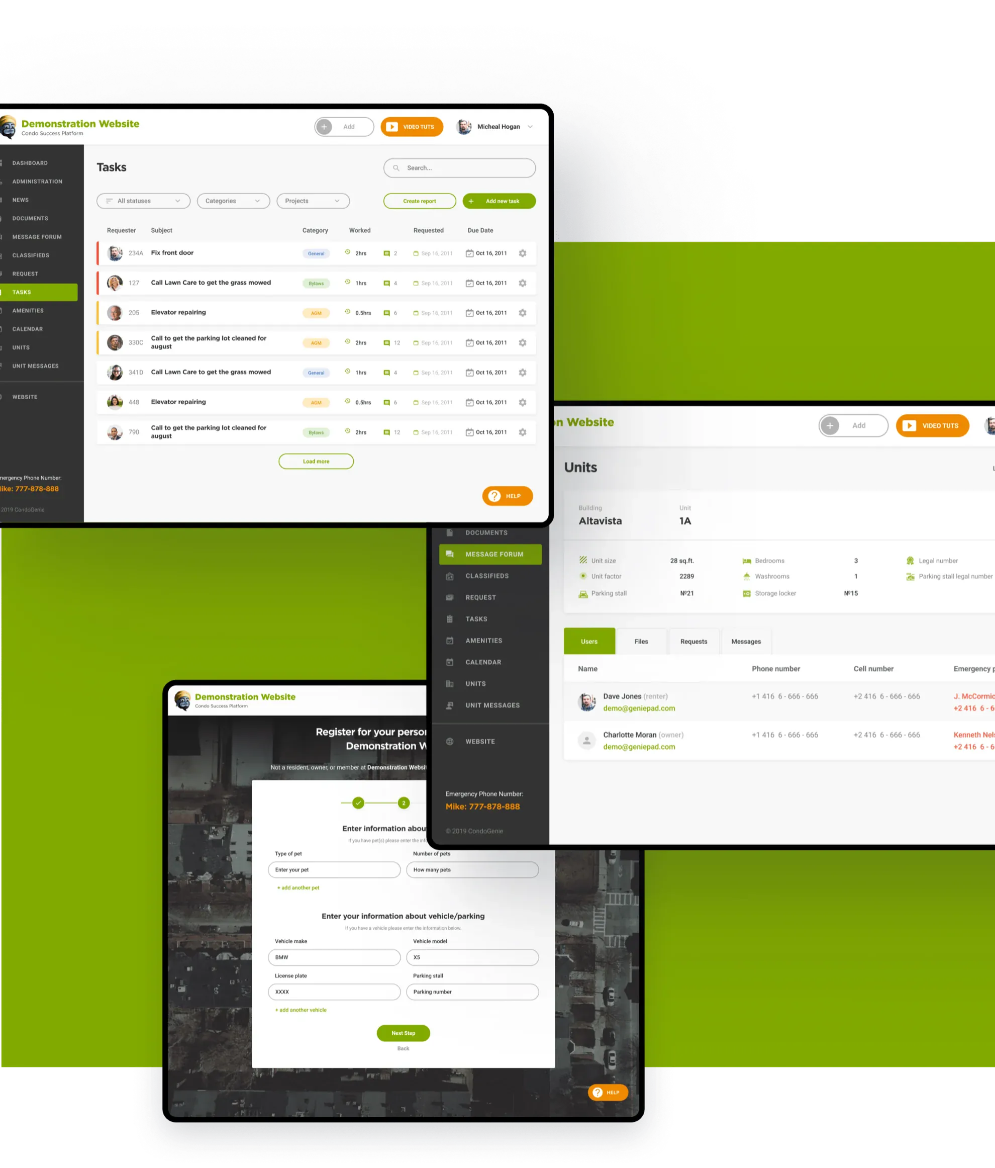 CondoGenie user interface design prototype