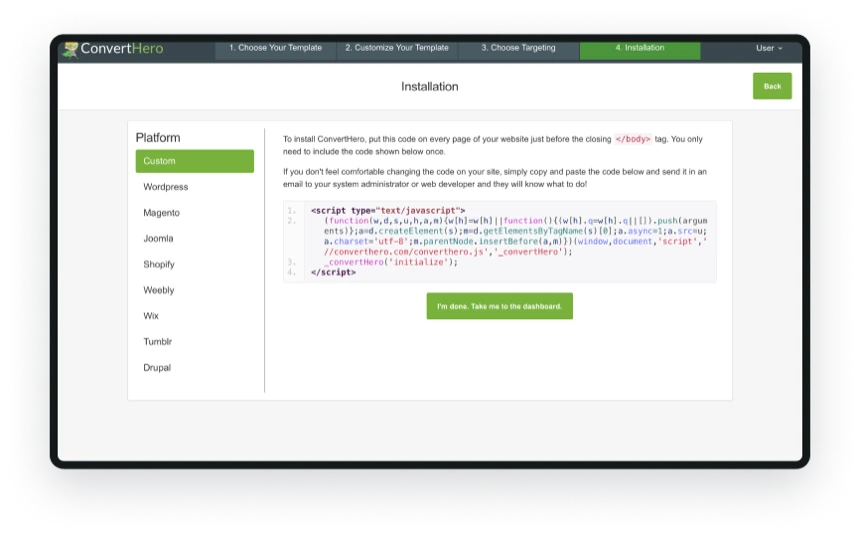 ConvertHero CMS integration options