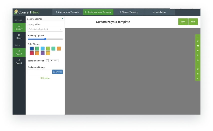 ConvertHero prototype - analytics wireframe