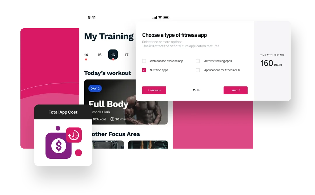 Fitness app calculator illustration