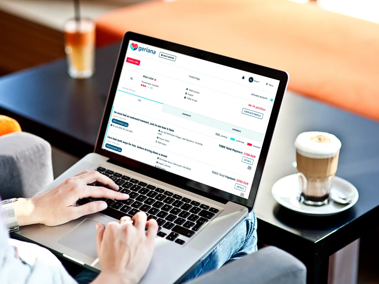 Laptop with site view demonstrating service provider listings and bids