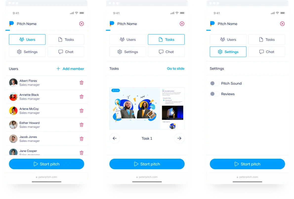 Smartphone mockups presenting HeyPractice learning platform on multiple screens