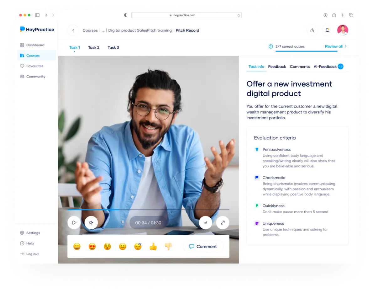 HeyPractice employee portal course progress screen