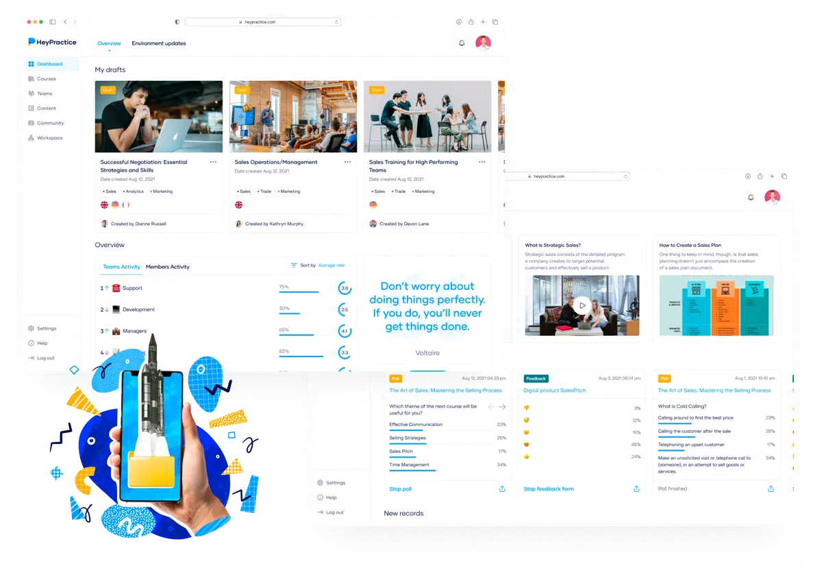 Collage of HeyPractice employee portal screens