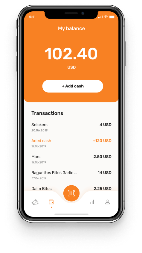 Iphone demonstrating balance with transaction data in the Korobox app