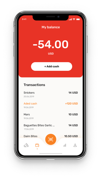The header of the balance page in red color indicates a lower amount of cash available for payments