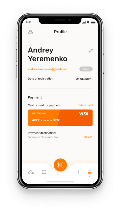 Andrey Yeremenko profile displaying date of registration and Visa Platinum card