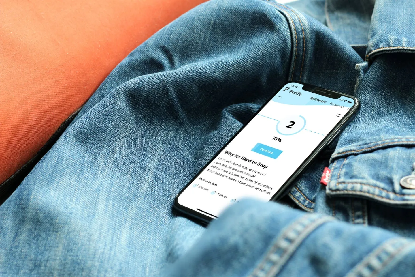 Phone on denim jeans demonstrate HealthTech tool