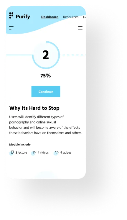 The screen displays a description of the topic with a module that includes two lectures, one video, and four questions
