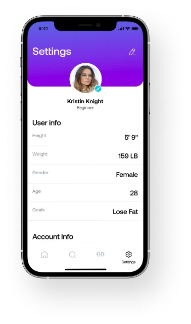Iphone presenting screen showing a customer account with a training skill level