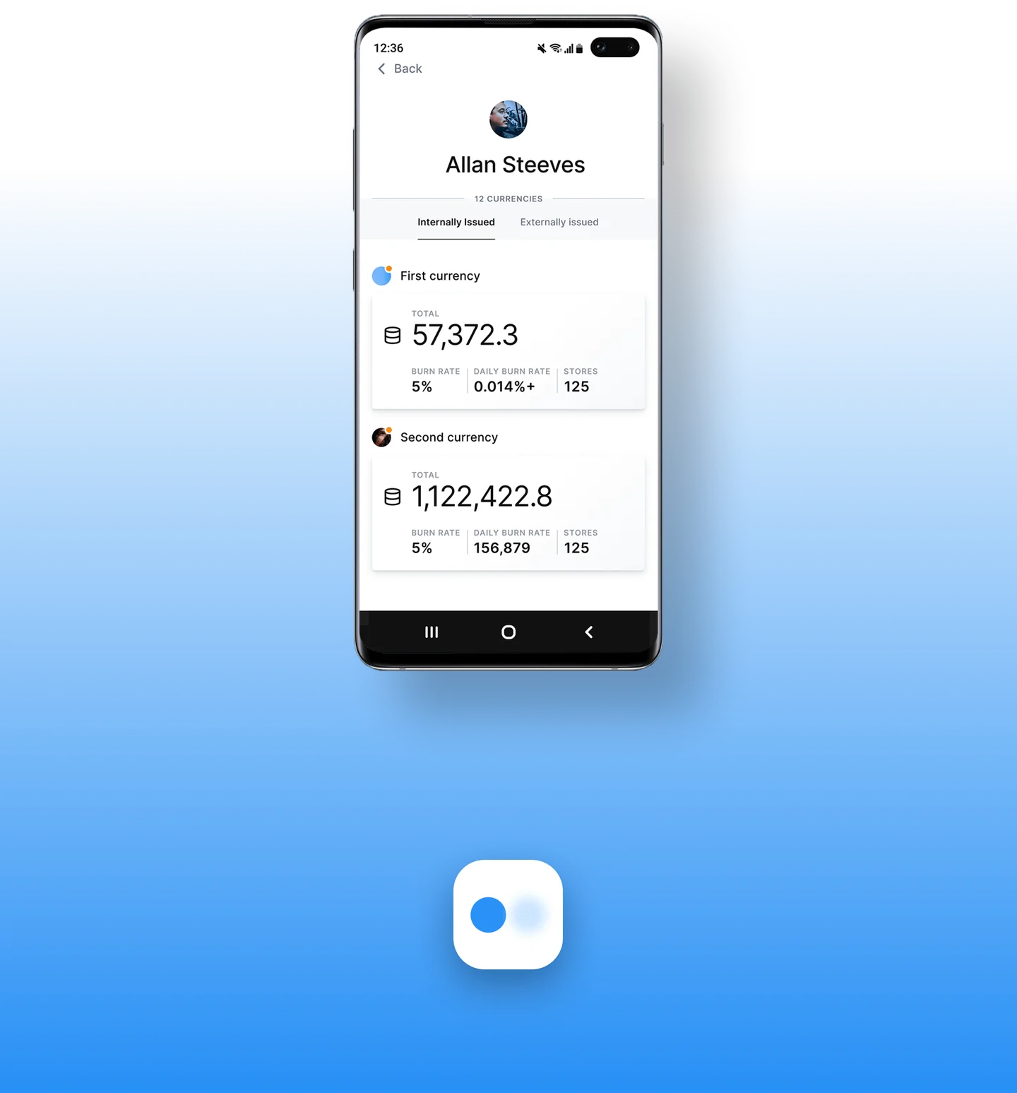 Phone presenting currency usage history