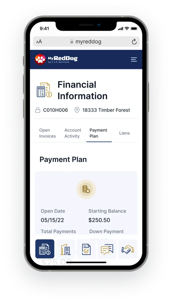 Software on iPhone presenting payment plan features