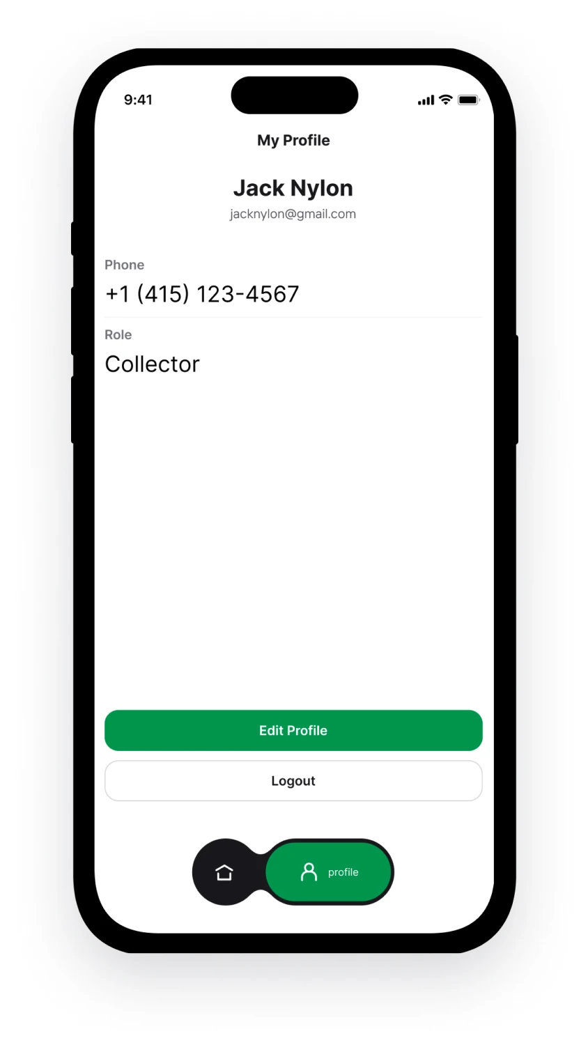 Mockup screen showing profile settings in Revenue Boosters app