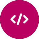Pink round emblem presenting exceptional coding and UI/UX skills symbol
