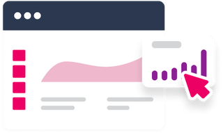 Small screen mockup illustrating prototype of web application with infographic reports