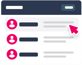 Small mockup screen presenting page prototype with user icons and follow buttons