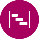 Pink circular figure presenting timeline workflow symbol
