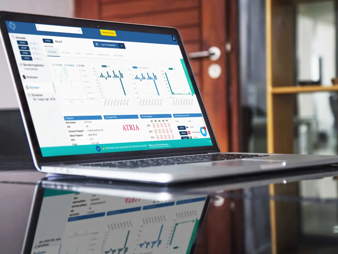 Laptop with an open application of Traders Alloy